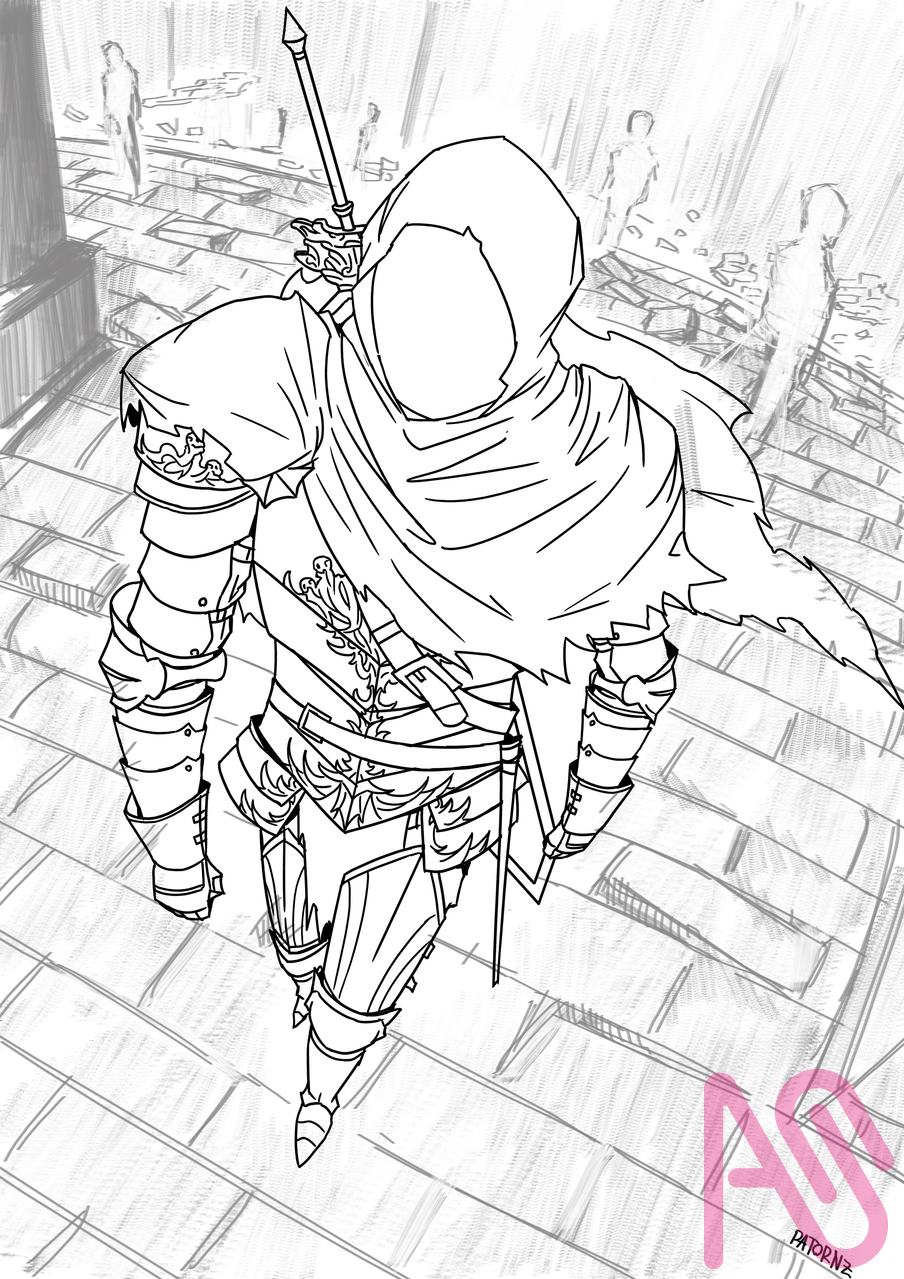 Forlorn Illust of Patornz character person sword armor Knight scenery medieval fantasycharacter DARKSOULS