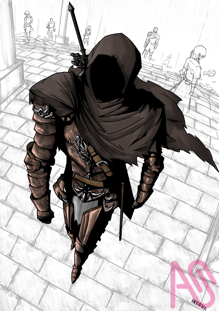 Forlorn Illust of Patornz character person sword armor Knight scenery medieval fantasycharacter DARKSOULS