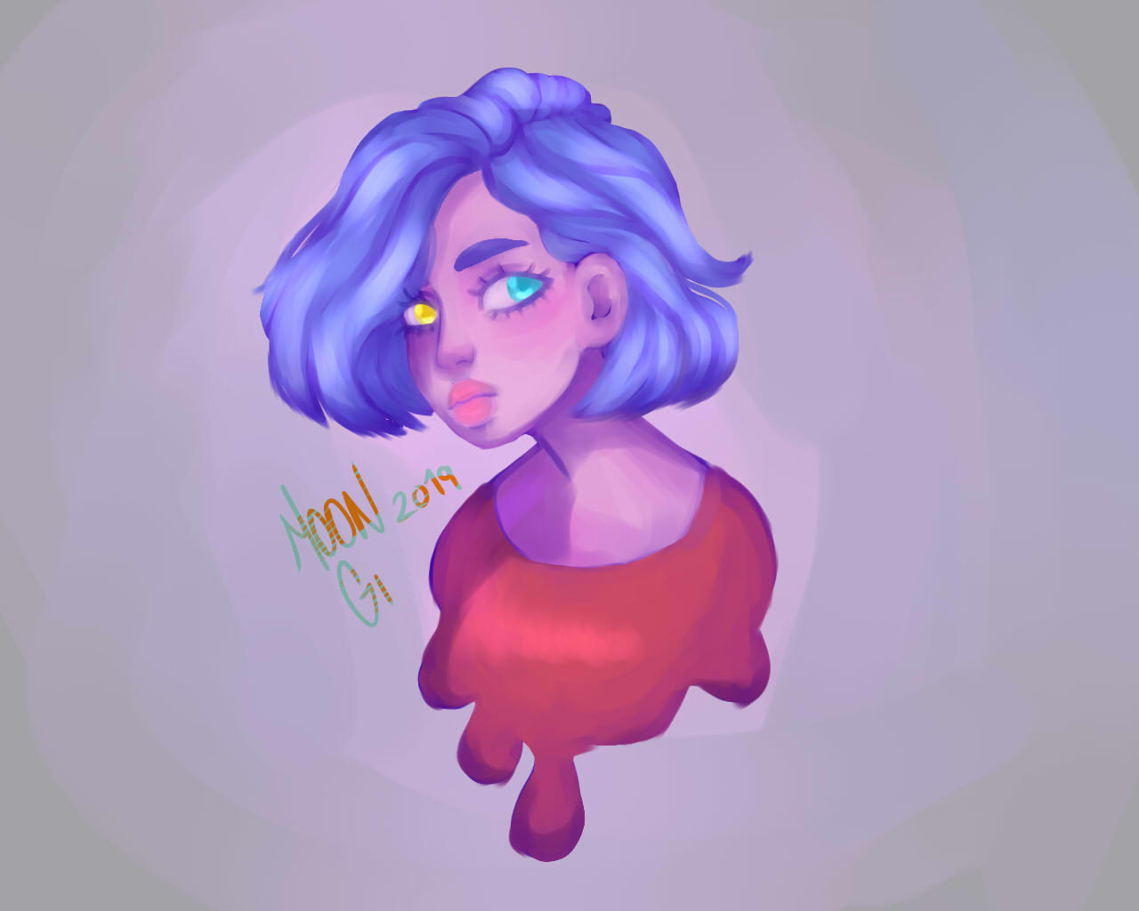 pink blue SAD MOON_Gi Illustrations ART street