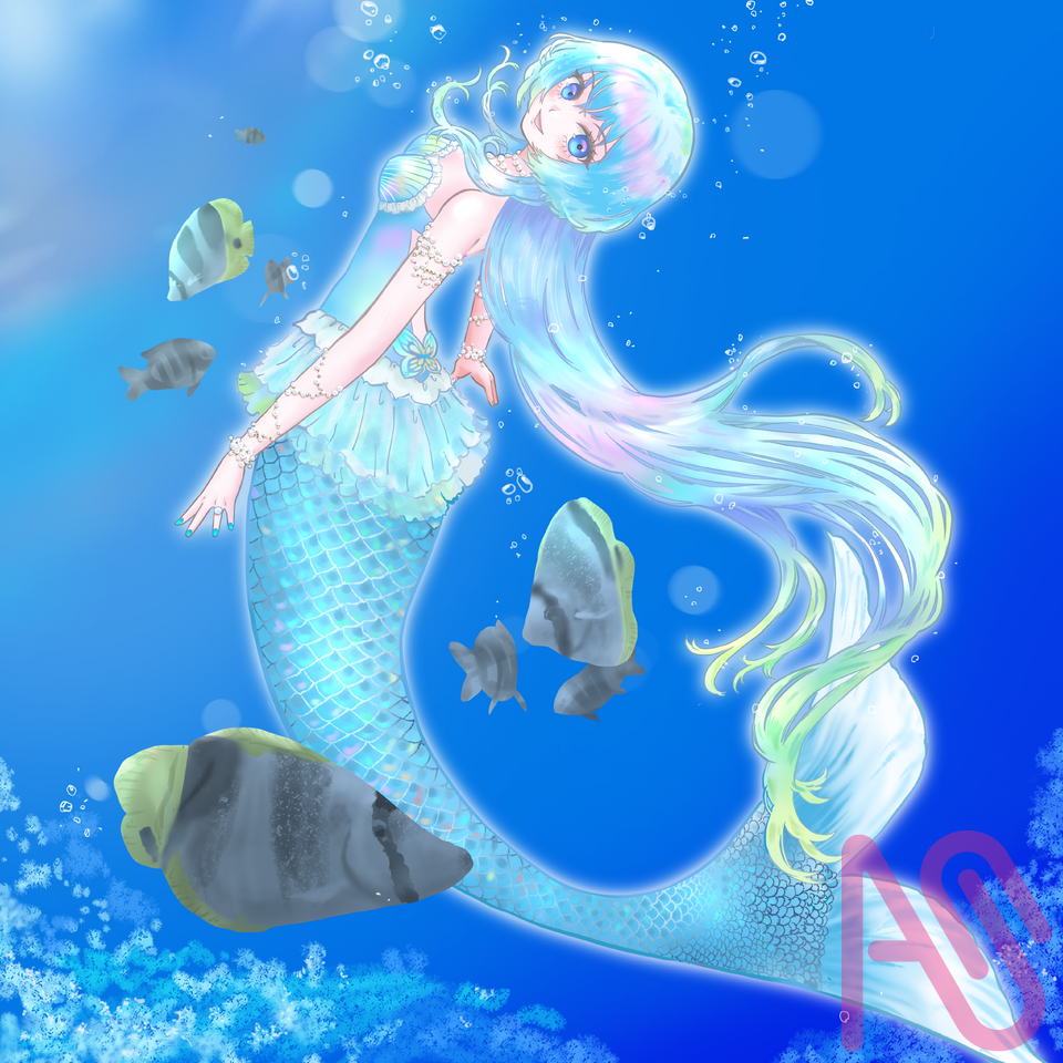 Aqua18ー人魚幻想 Illust of スローロリス１号 HUIONIllustrationContest2025 girl oc kawaii mermaid underwater