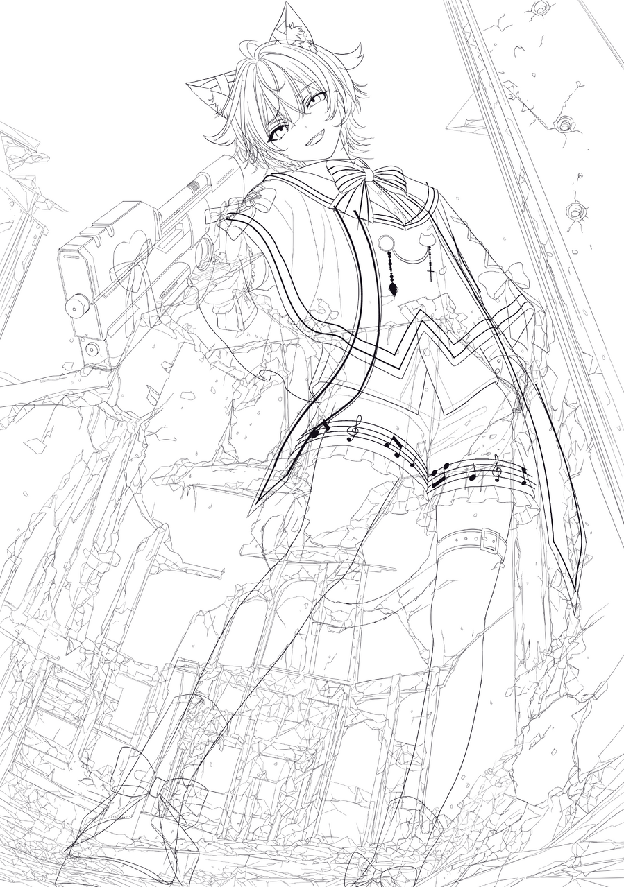 お仕事の時間です Illust of Shiki illustration art digital male boy black background animal_ears 代理 あまねあーと