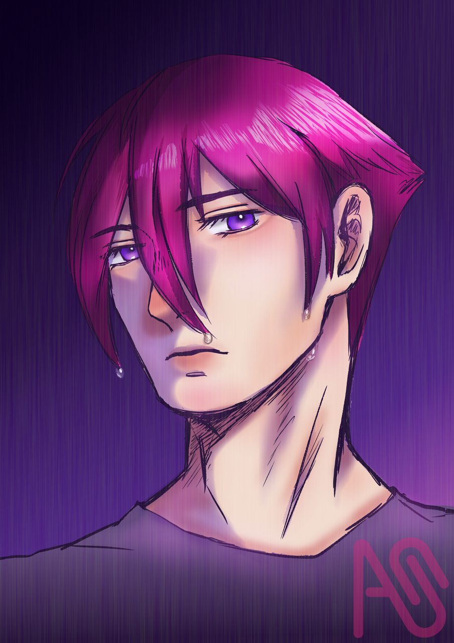 Rain  Illust of tora__made pink boy rain background men вода