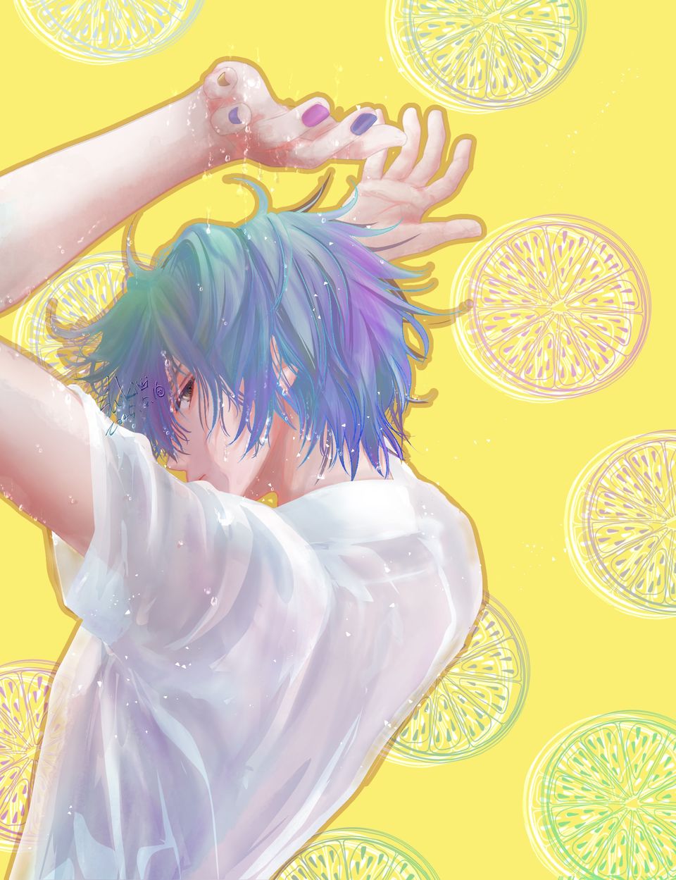 カラカラ Illust of Shiki summer doodle art original male boy yellow oc water レモン