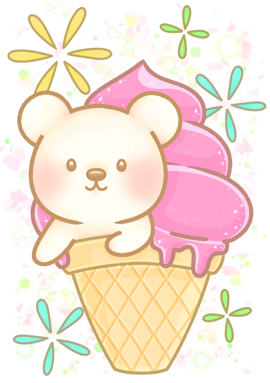 くまソフト Illust of ちお ice-cream medibangpaint くま ふんわり ソフトクリーム ゆるかわ つぶらな瞳