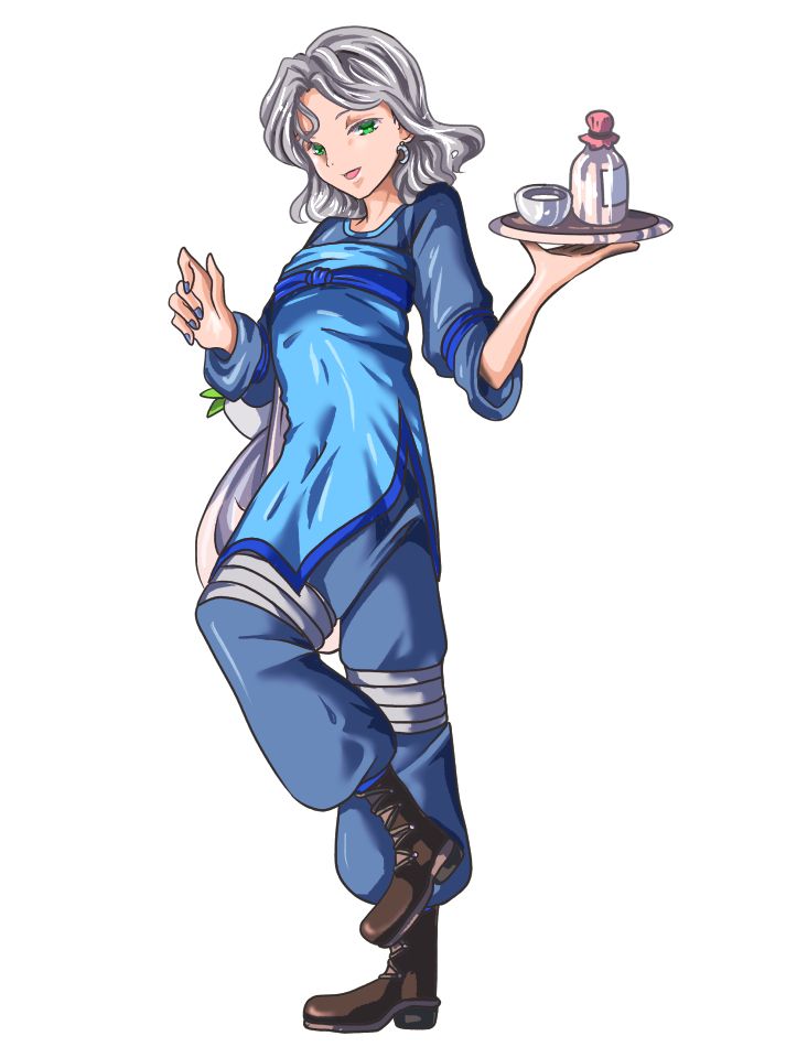 気丈さで弱さを隠す母親 Illust of CIGAR original greeneyes 母親 characterdesign ファンタジーキャラ 灰色髪 白髪少女の砂漠みち