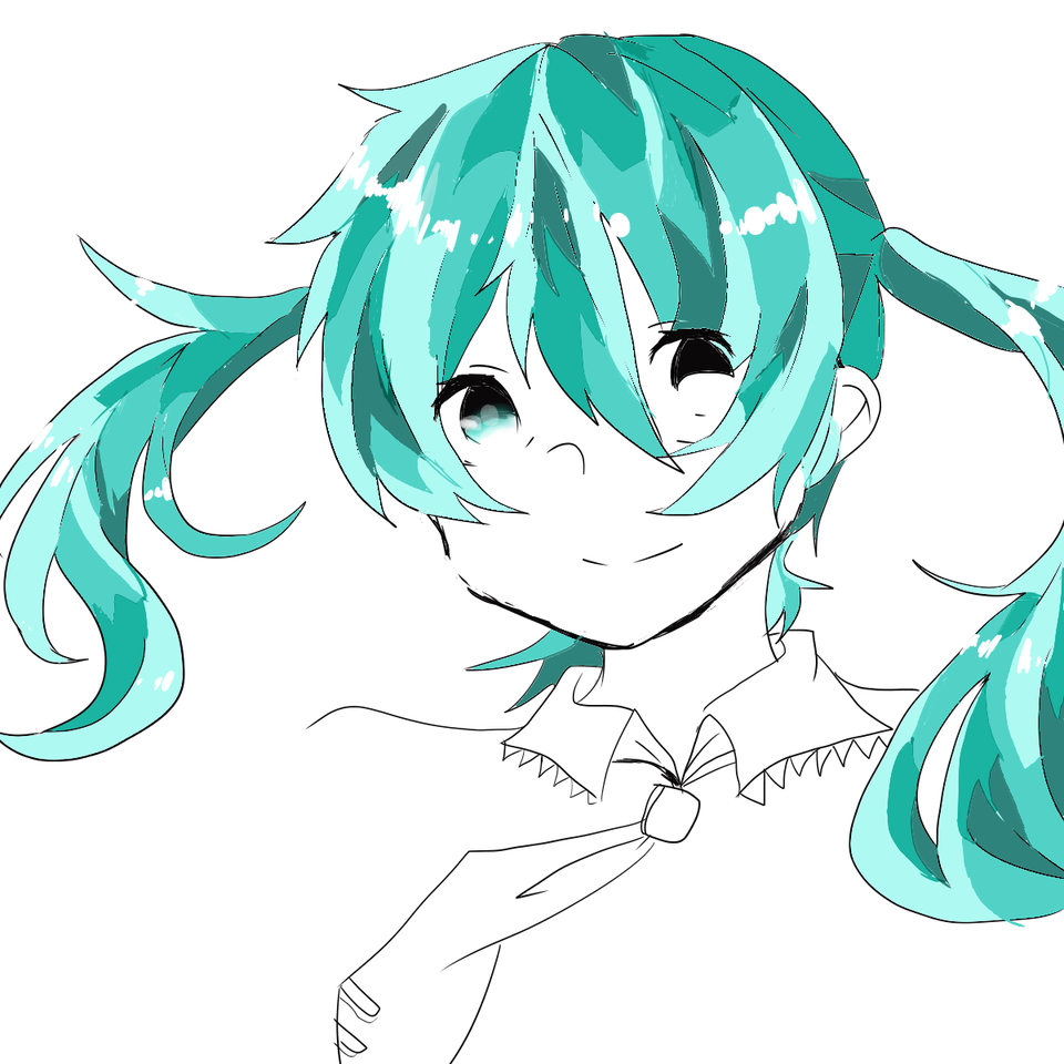 制作途中 初音ミク 手描きイラスト 筆記具