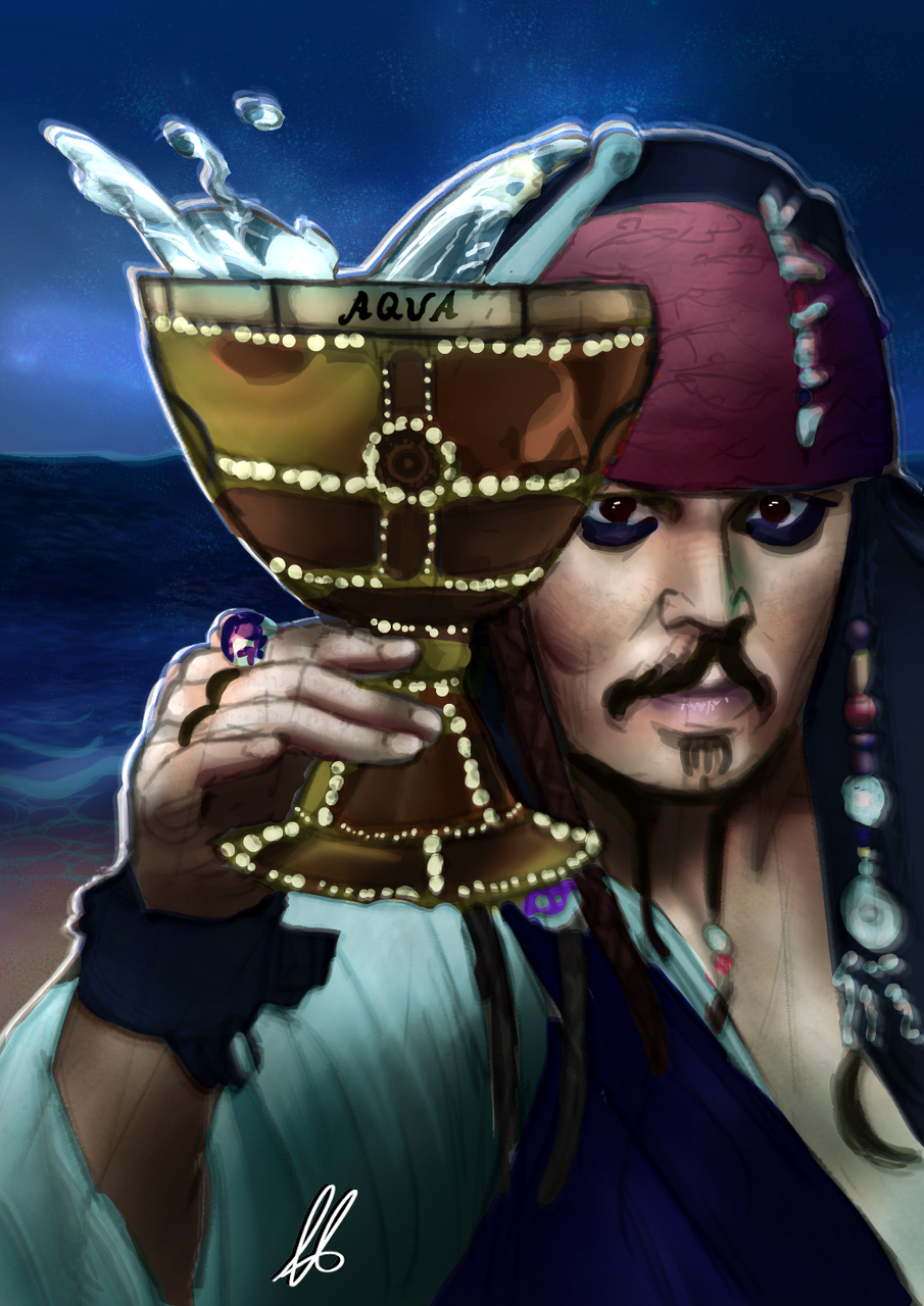 CaptainJackSparrow Realistic Art By: Little_Spacy Illust of LittleSpacy painting drawing art medibangpaint boy realistic Disney water pirate JackSparrow