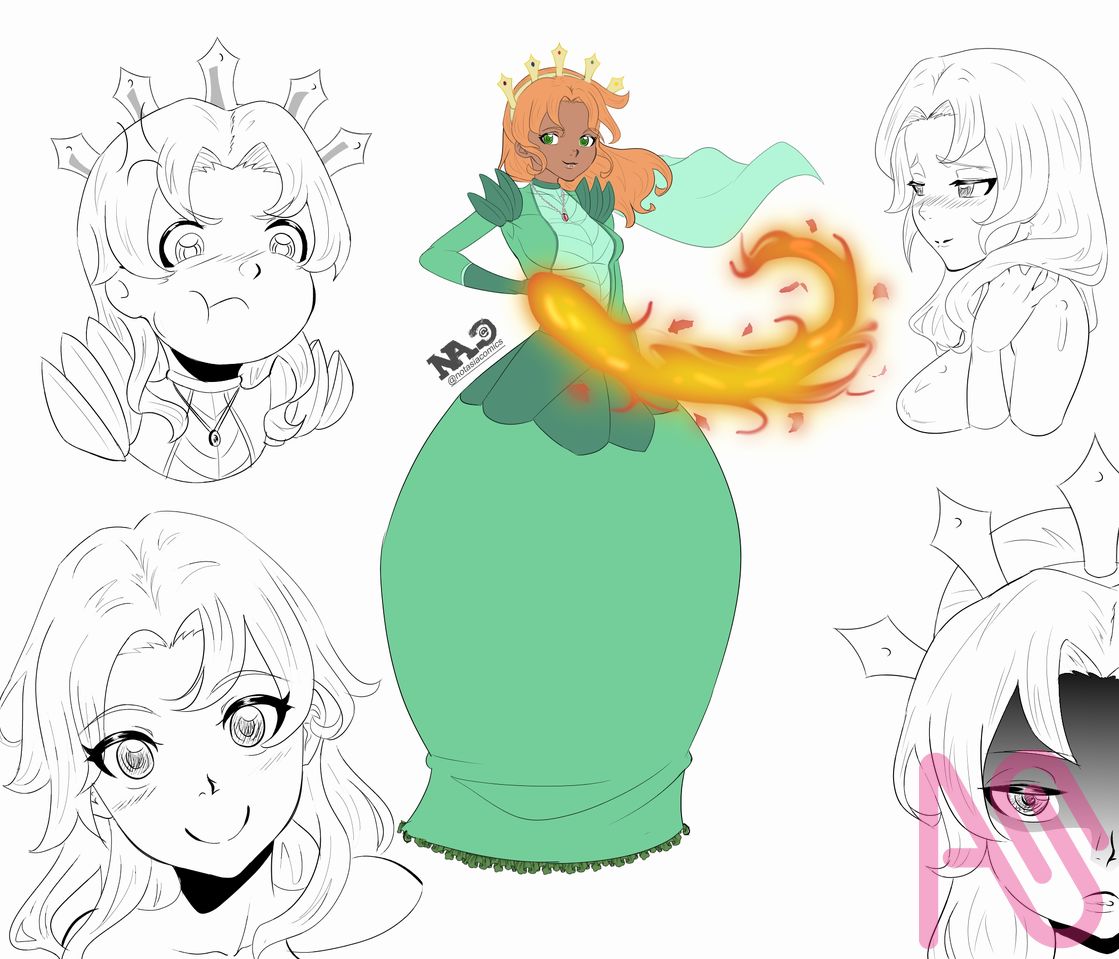 Commission done Illust of @notasiacomics witch woman anime darkskin oc cartoon redhair mangaart magic