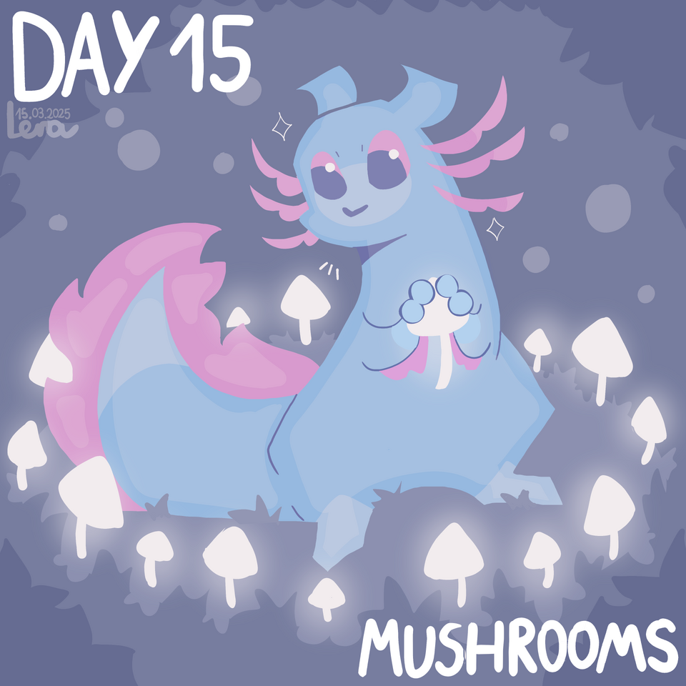 day 15: mushrooms (REUPLOAD) Illust of Lera medibangpaint Rainworld