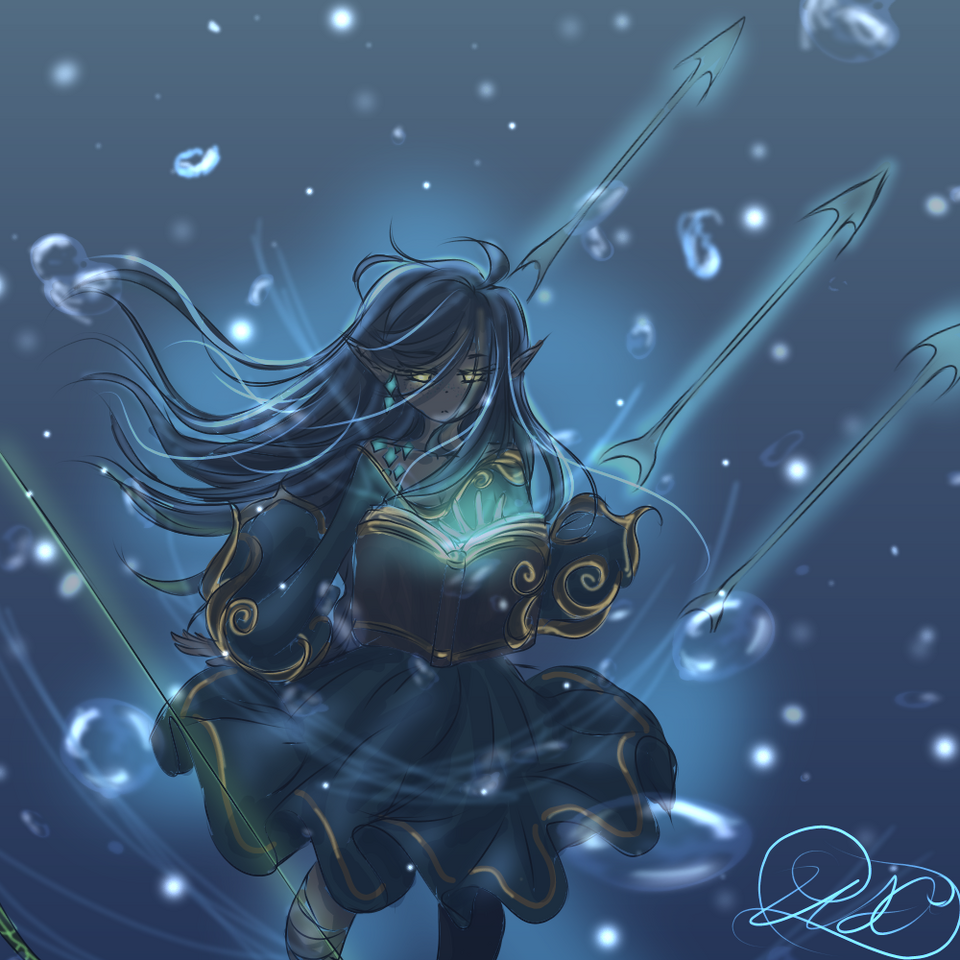 The Water Witch Illust of ☆UnseenOtherworld☆ medibangpaint magic underwater glow lighting