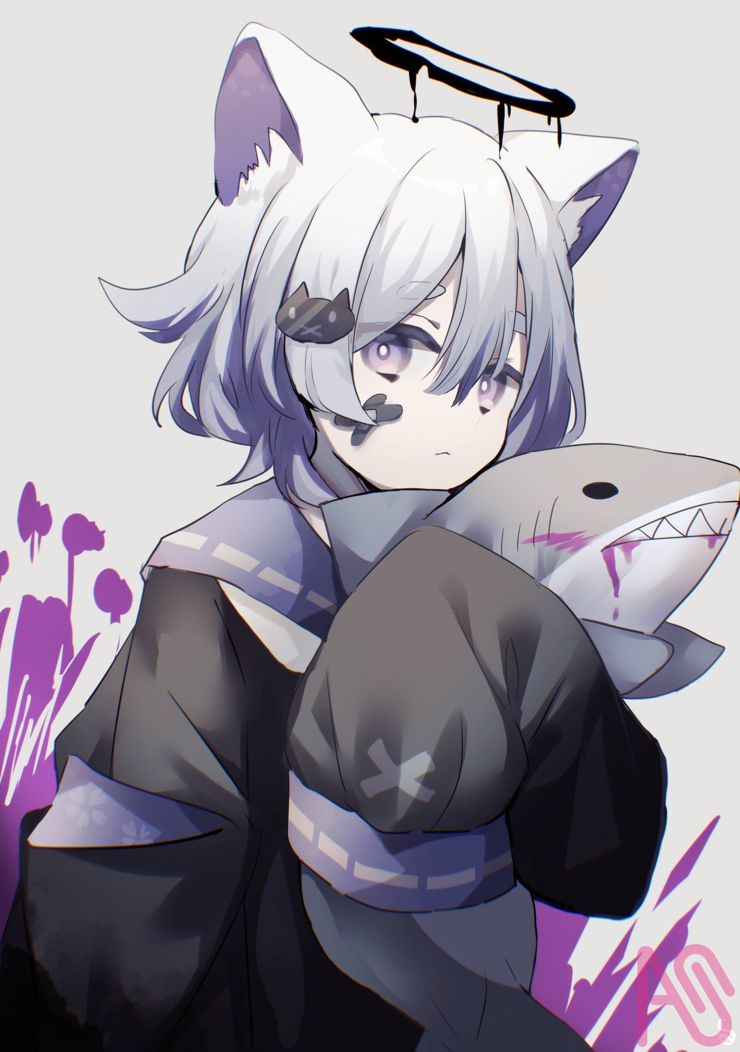 創作 オリジナル 手描きイラスト【狐猫夜】 創作 オリジナル 手描き