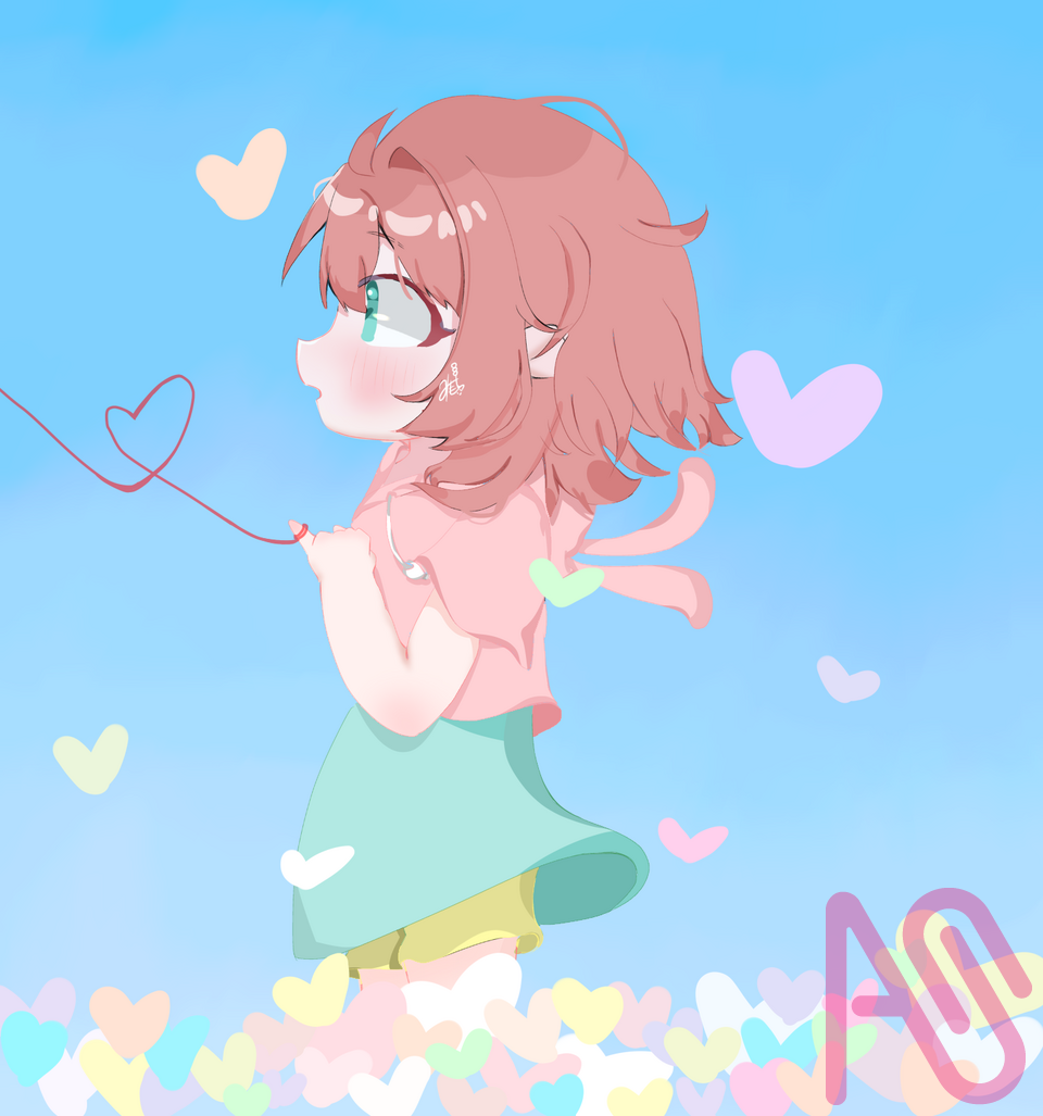 あたしの小指に絡む　糸は Illust of みたらしのお餅。 girl hoodie 恋 kawaii うさぎ耳 歌詞イメージ