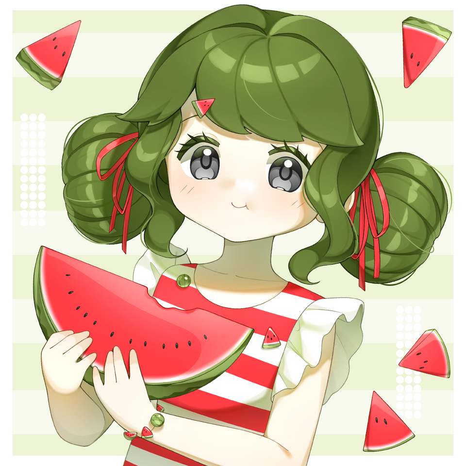 Watermelon girl 🍉 Illust of Rafflesia medibangpaint oc watermelon animegirl