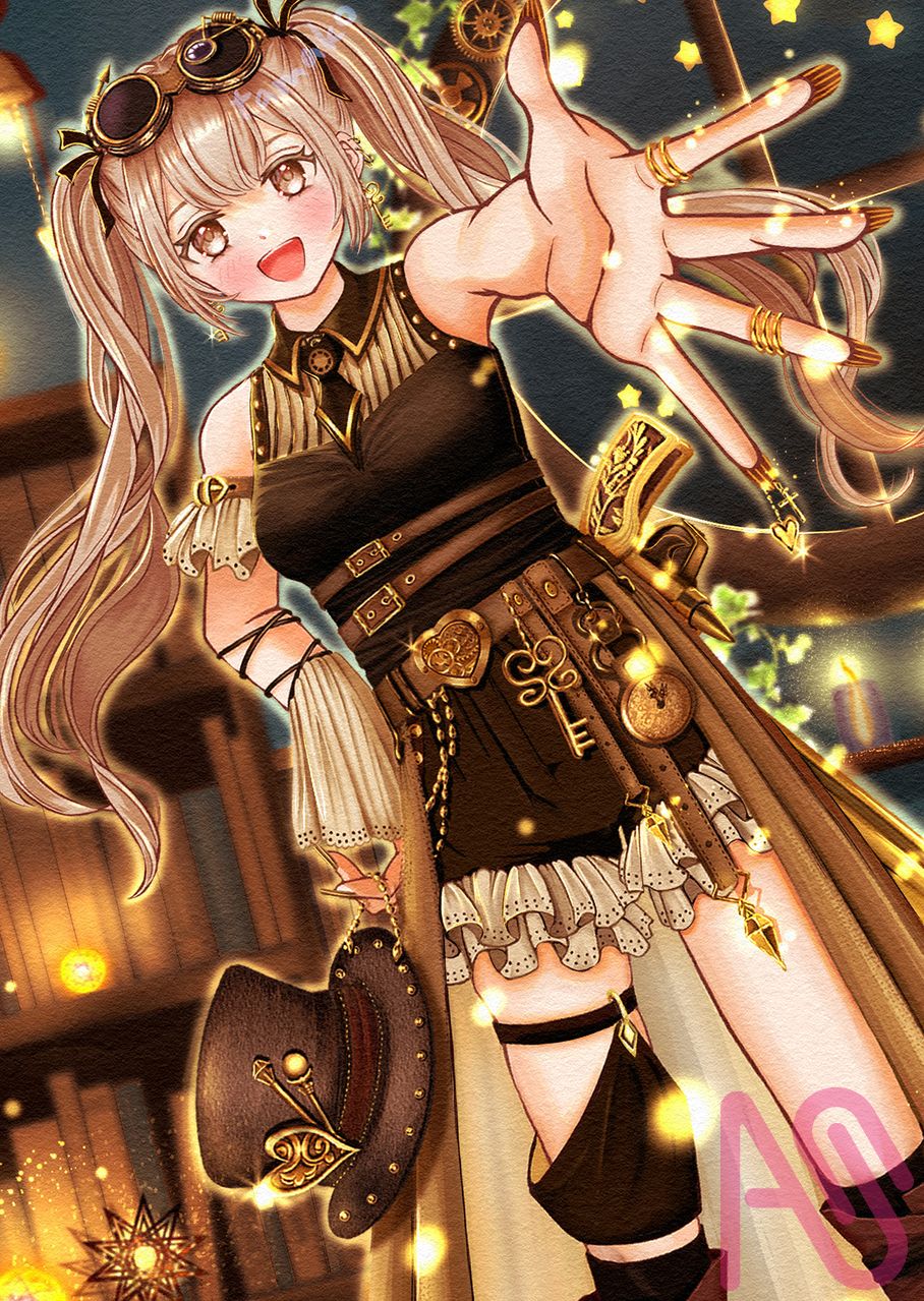 スチームパンクっぽい Illust of たまこ twin_ponytails girl ゴーグル steampunk gear hat