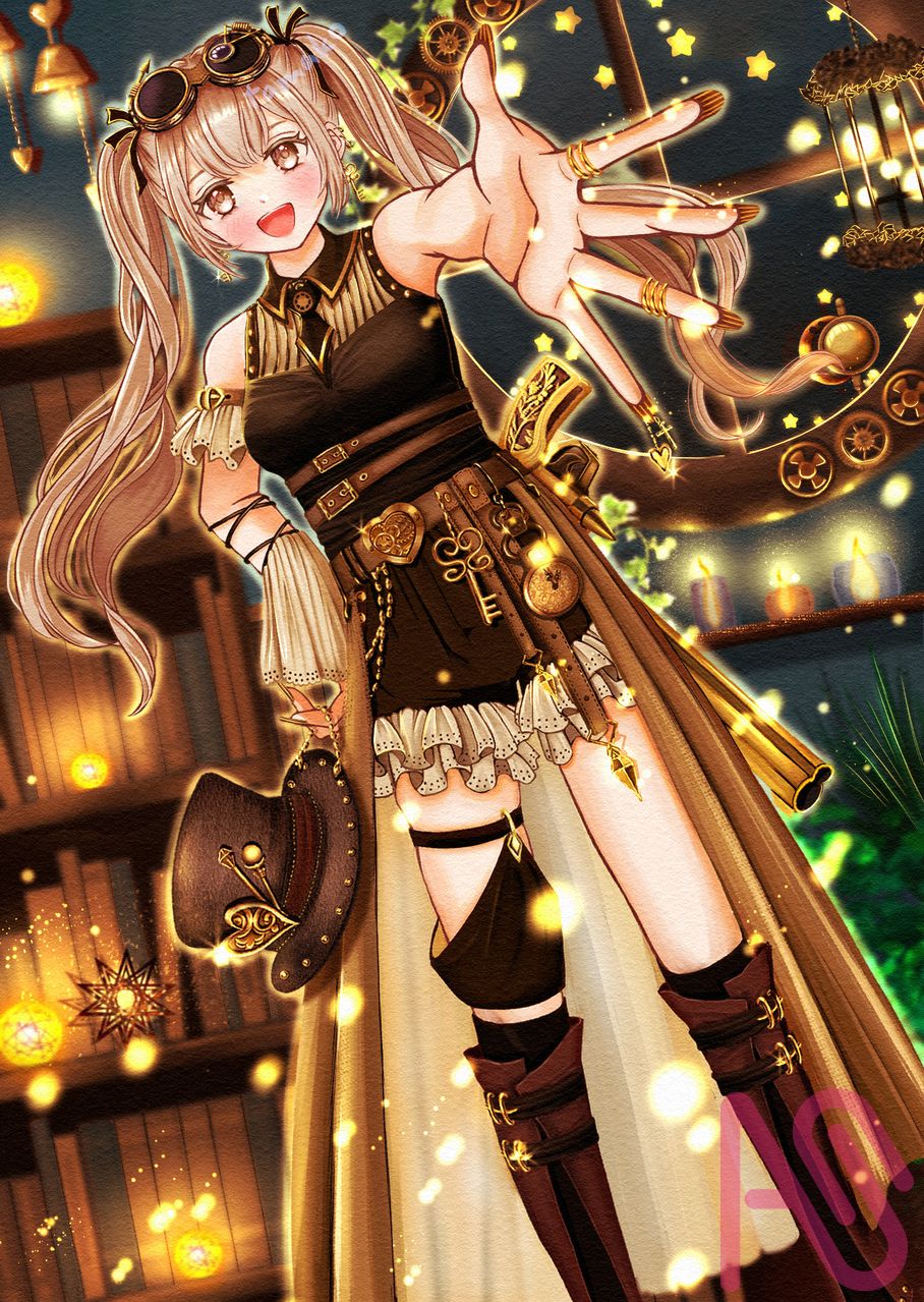 スチームパンクっぽい Illust of たまこ twin_ponytails girl ゴーグル steampunk gear hat