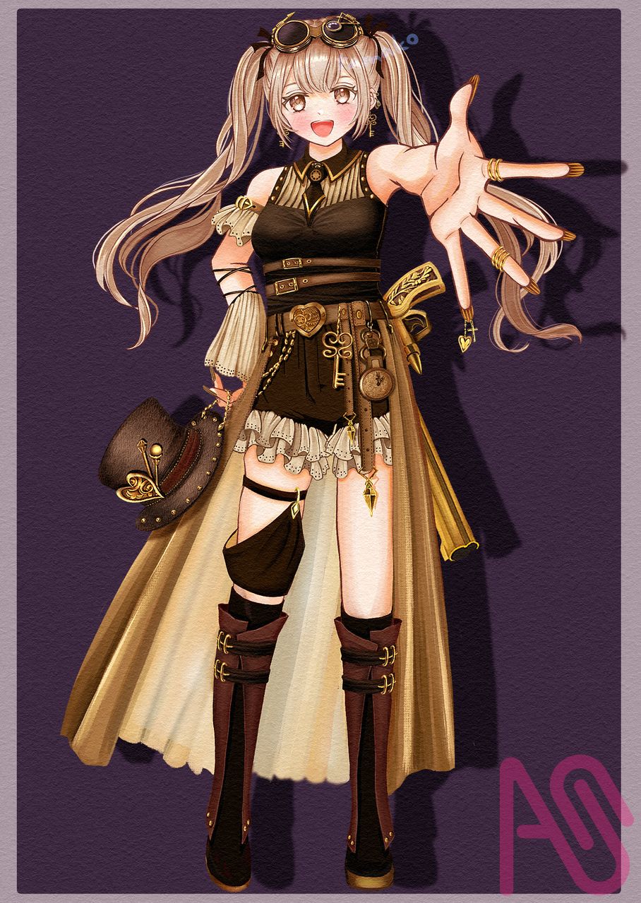 スチームパンクっぽい Illust of たまこ twin_ponytails girl ゴーグル steampunk gear hat