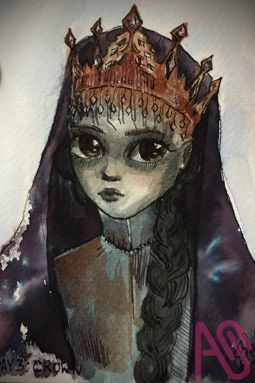 ^^DAY 3 - CROWN^^ Illust of Blueberry painting watercolor art ink artist eyes picture crown Inktober streetart
