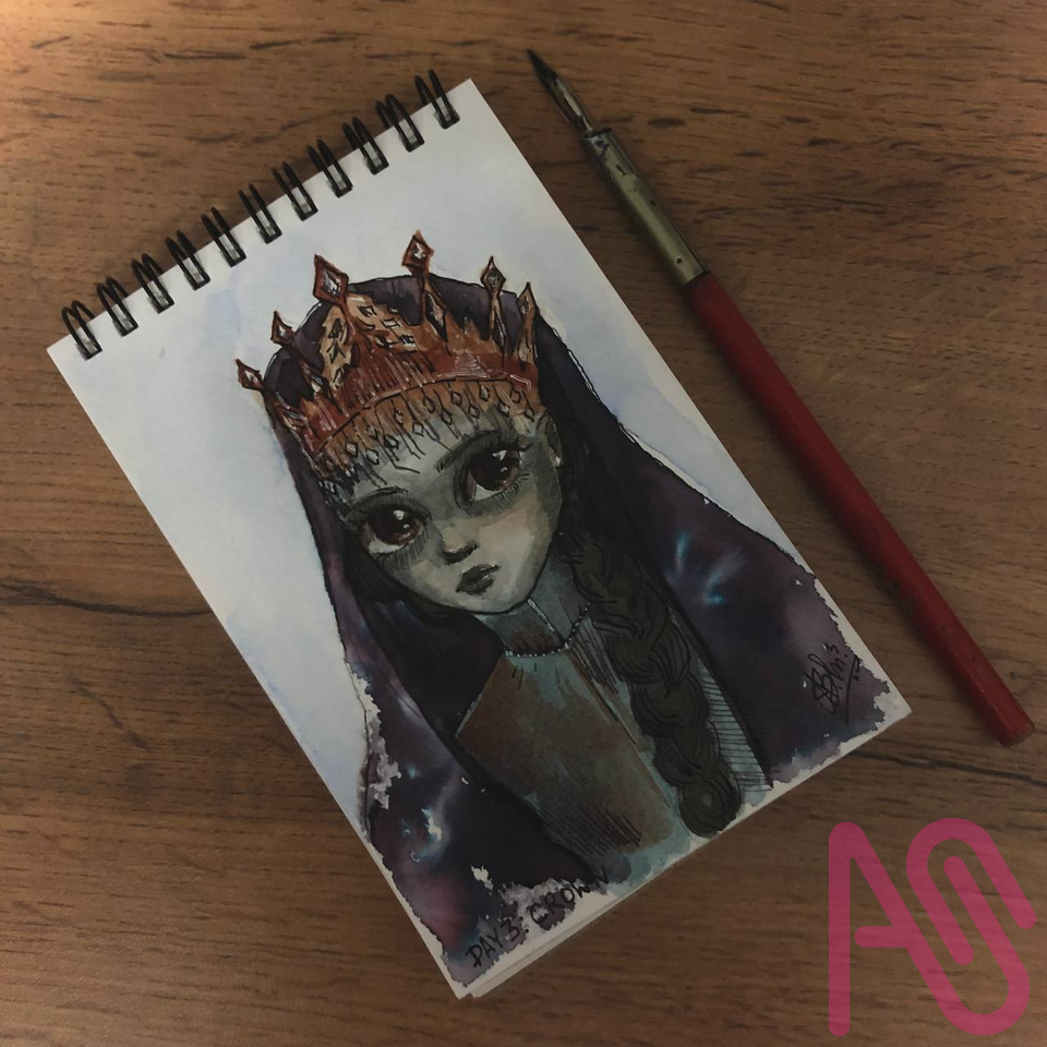 ^^DAY 3 - CROWN^^ Illust of Blueberry painting watercolor art ink artist eyes picture crown Inktober streetart