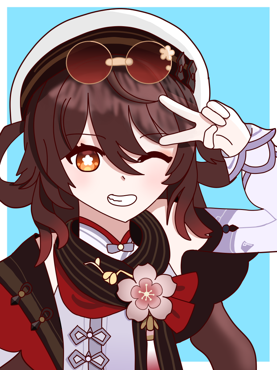 Hu Tao’s Cherry Snow-Laden outfit Illust of mycontrolerbroke324 medibangpaint GenshinImpact hutao