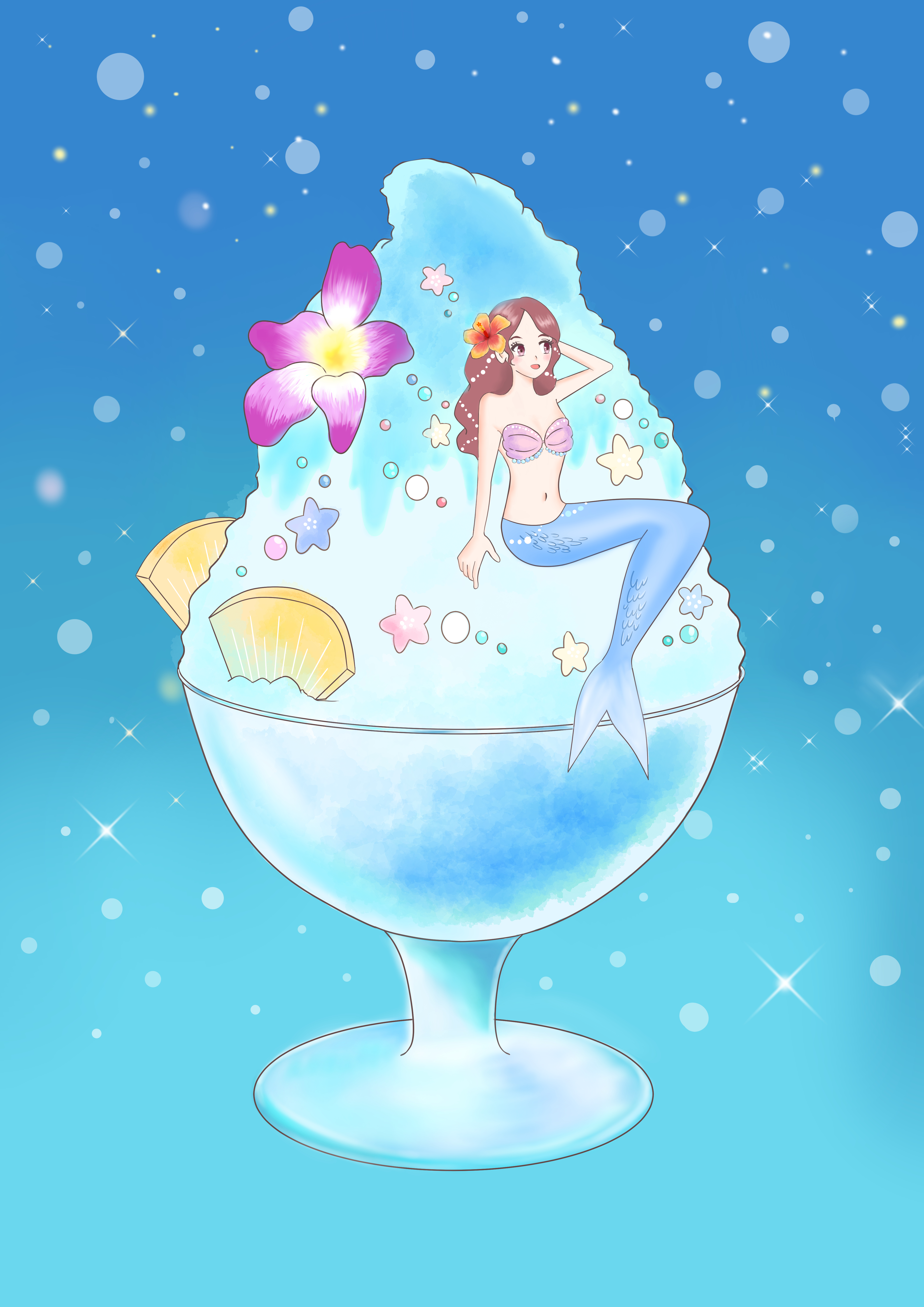 Fantasy Mermaid ラムネブルーかき氷 人魚 Mimipon イラスト Art Street アートストリート
