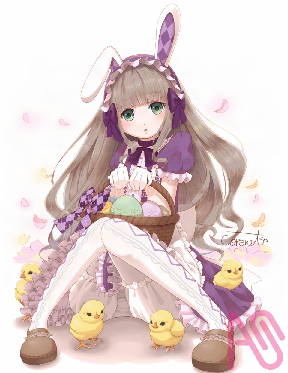 Easter 2026  Illust of Coronet girl rabbit original イースター