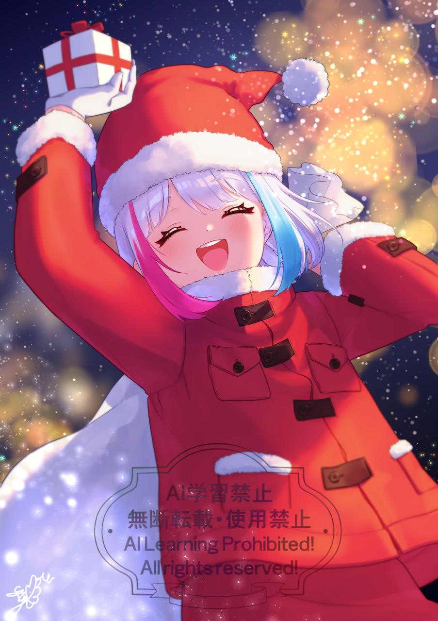 遅れたメリクリ Illust of 夢羽　結 girl illustration oc kawaii Christmas hat 透明感 white_hair virtual_YouTuber ゆめうゆい