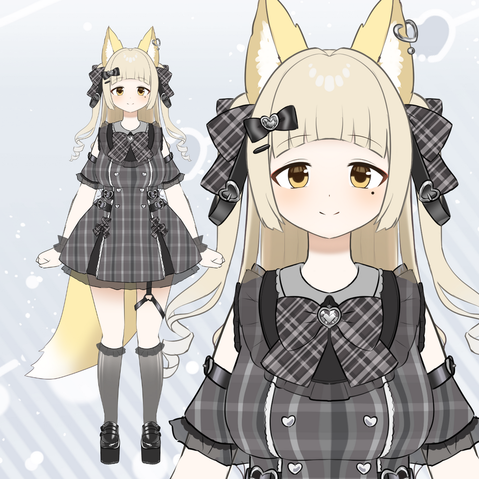 霜月凪様 衣装デザイン Illust of 夢羽　結 girl illustration commission kawaii design animal_ears fox characterdesign virtual_YouTuber 地雷系