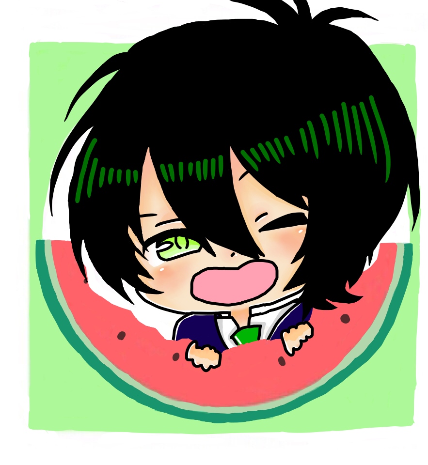 スイカを食べる香賀美タイガ 大佐 Illustrations Art Street