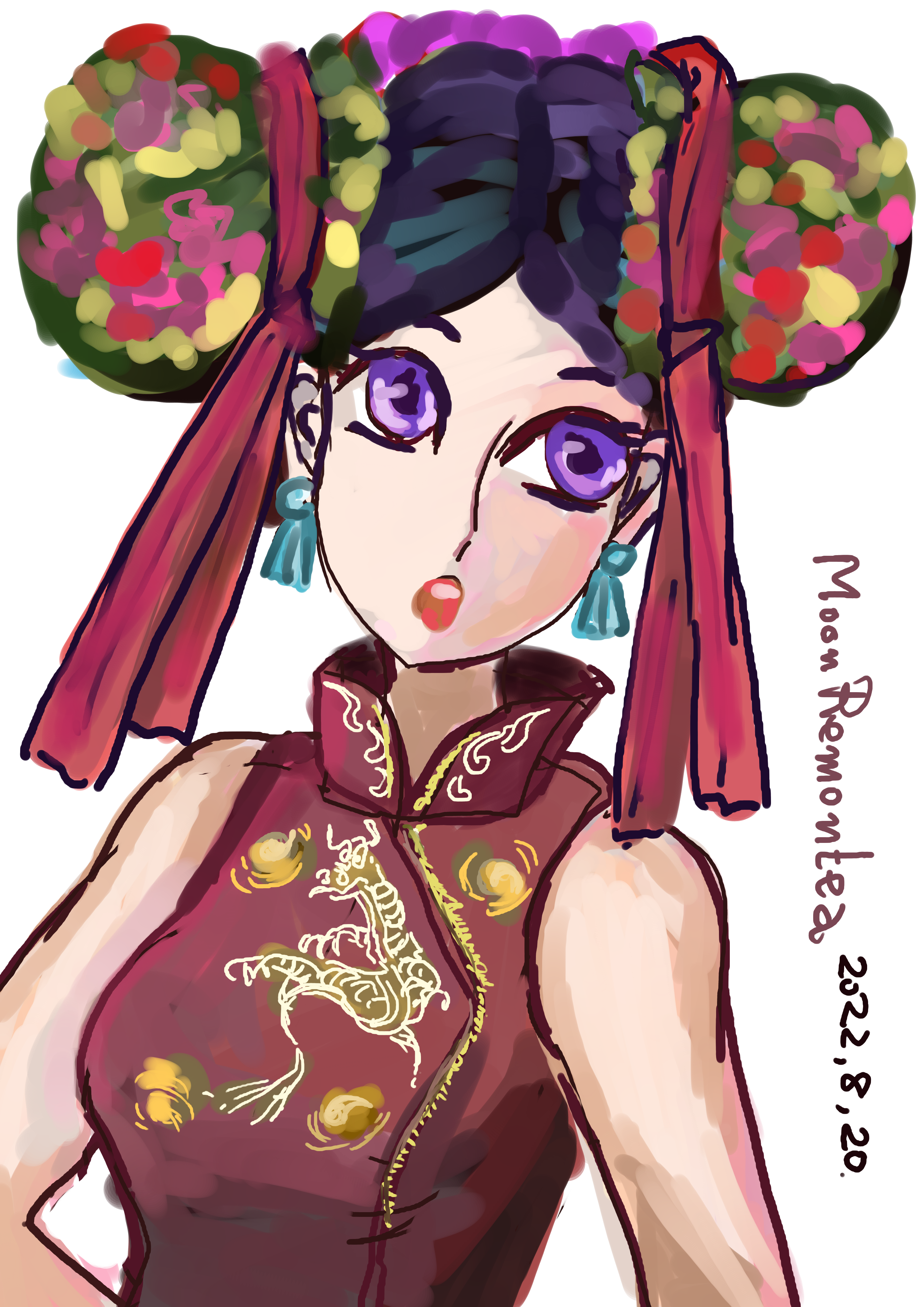 チャイナドレスと女の子 ヘアー飾り 盛りすぎ Lemontea Illustrations Art Street