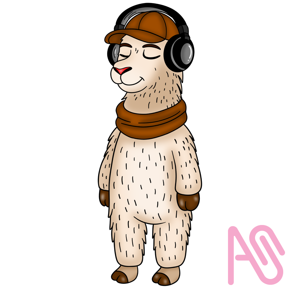 Lofi the Llama | Music Lover | Original Art Illust of Om@rDesign music illustration line_art digital medibang characterdesign relax headphones artstreet Lofithellama