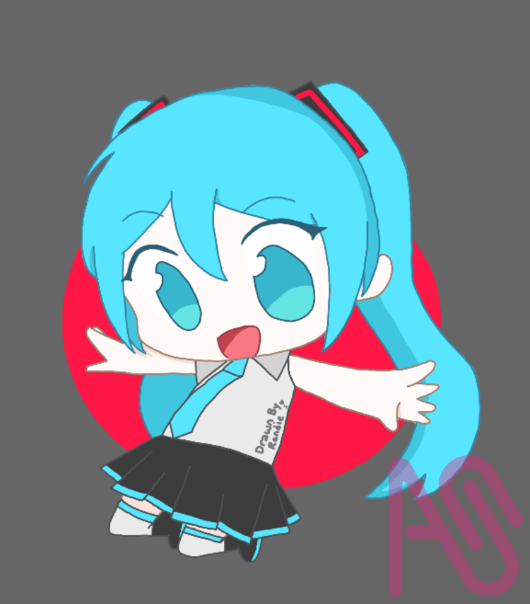 Yay Mikuuuu Illust of RendieDoesArt girl fanart VOCALOID drawing character medibang Medibang miku chibistyle Artstreet
