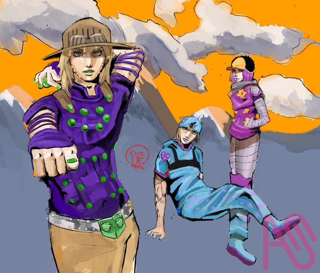 Steel Ball Run スティール・ボール・ラン Illust of maxplusart fanart blue drawing art anime Jojos Jhonny gyrozeppeli Hot_Pants SteelBallRun