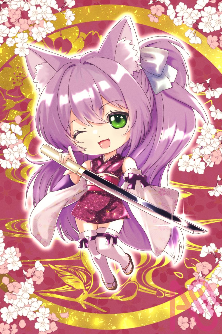 狐剣士ちゃん Illust of はんりんご CherryBlossomIllustrationCampaign girl sakura 刀 狐耳 代理お借りしました