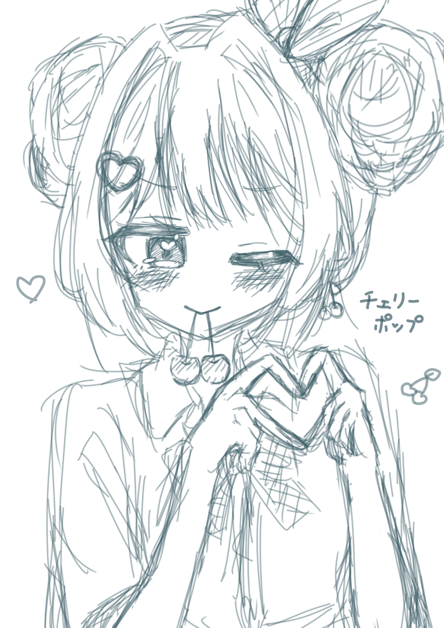 【落書き】チェリーポップ🍒 Illust of 😎無能な桜美さん🥛🍒/🍵💫☯️ medibangpaint doodle 桜美みるく チェリーポップ