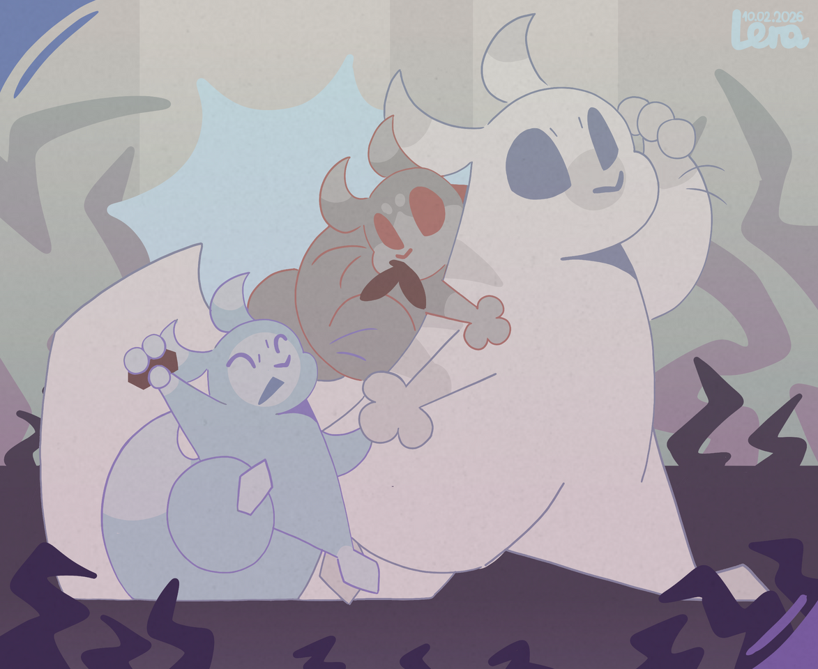 survivor and his adopted slugpups Illust of Lera medibangpaint Rainworld