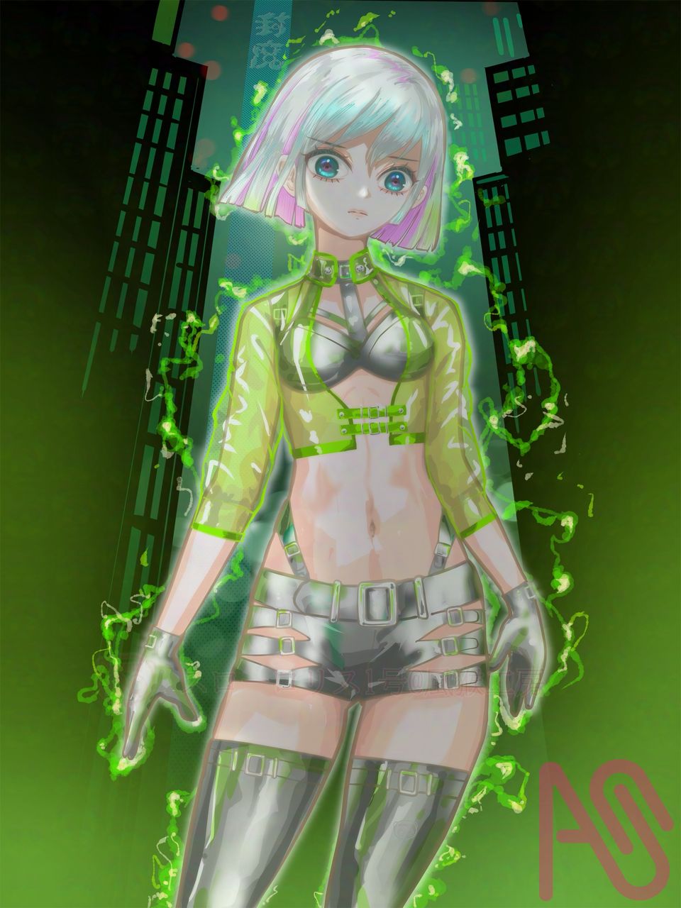 #51 OmnibusーDon't mess with me！ Illust of スローロリス１号 girl かっこいい 銀髪 cyberpunk インナーカラー ビニール