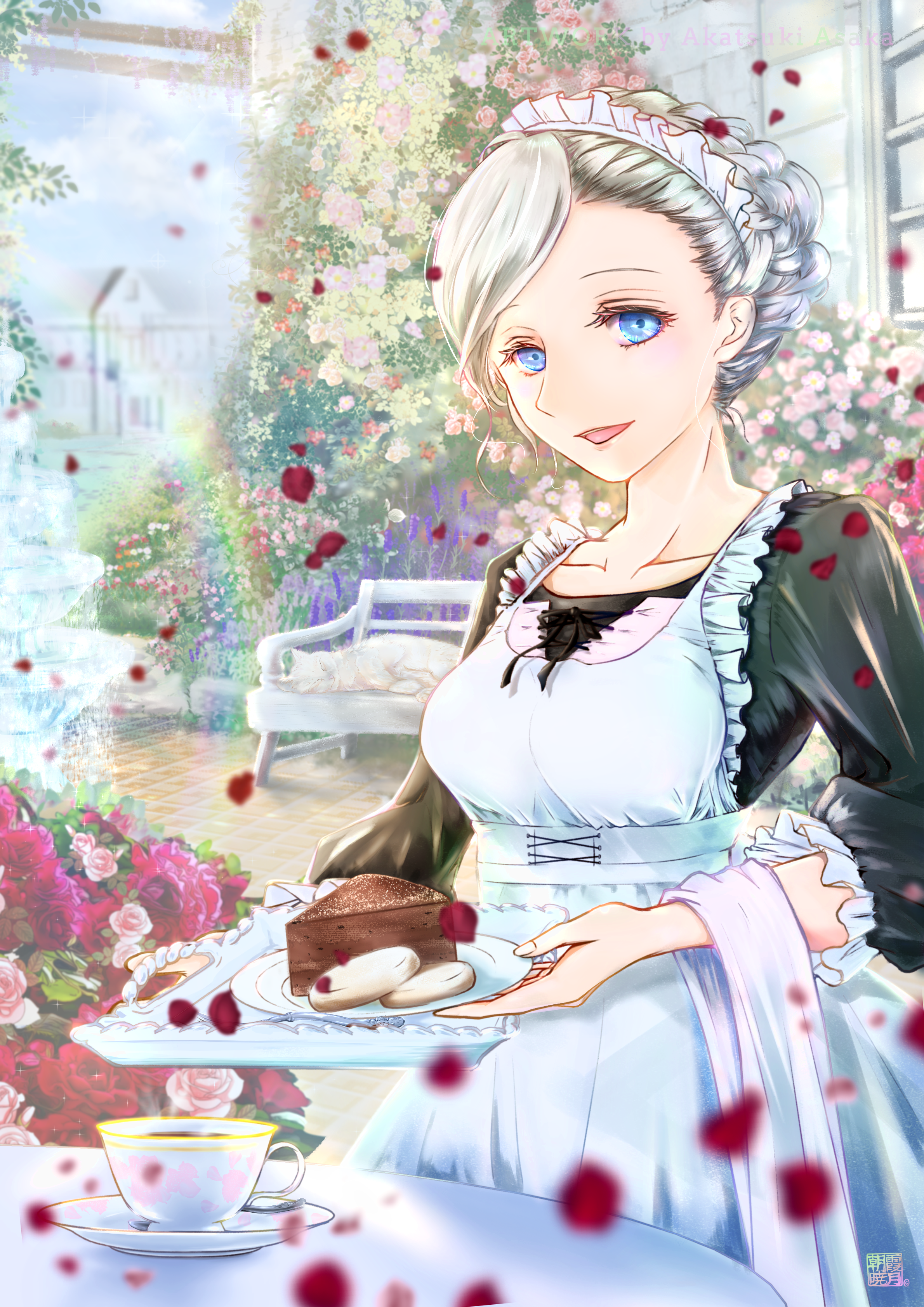 薔薇園でティータイム 朝霞暁月 イラスト Art Street アートストリート