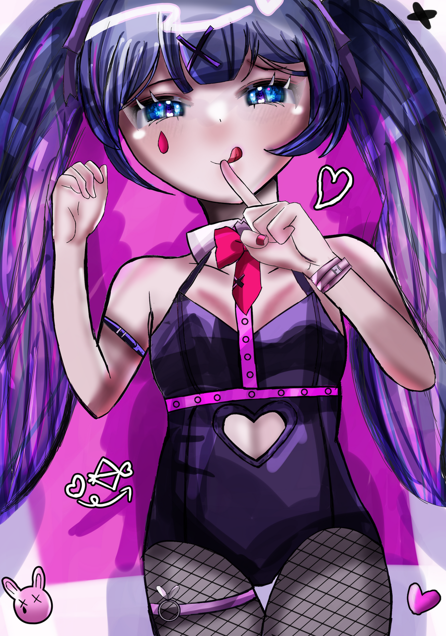 悪い子さんʚꨄ︎ɞ Illust of かめさん🐢 fanfic girl illustration pink anime cute digital color kawaii ラビットホール