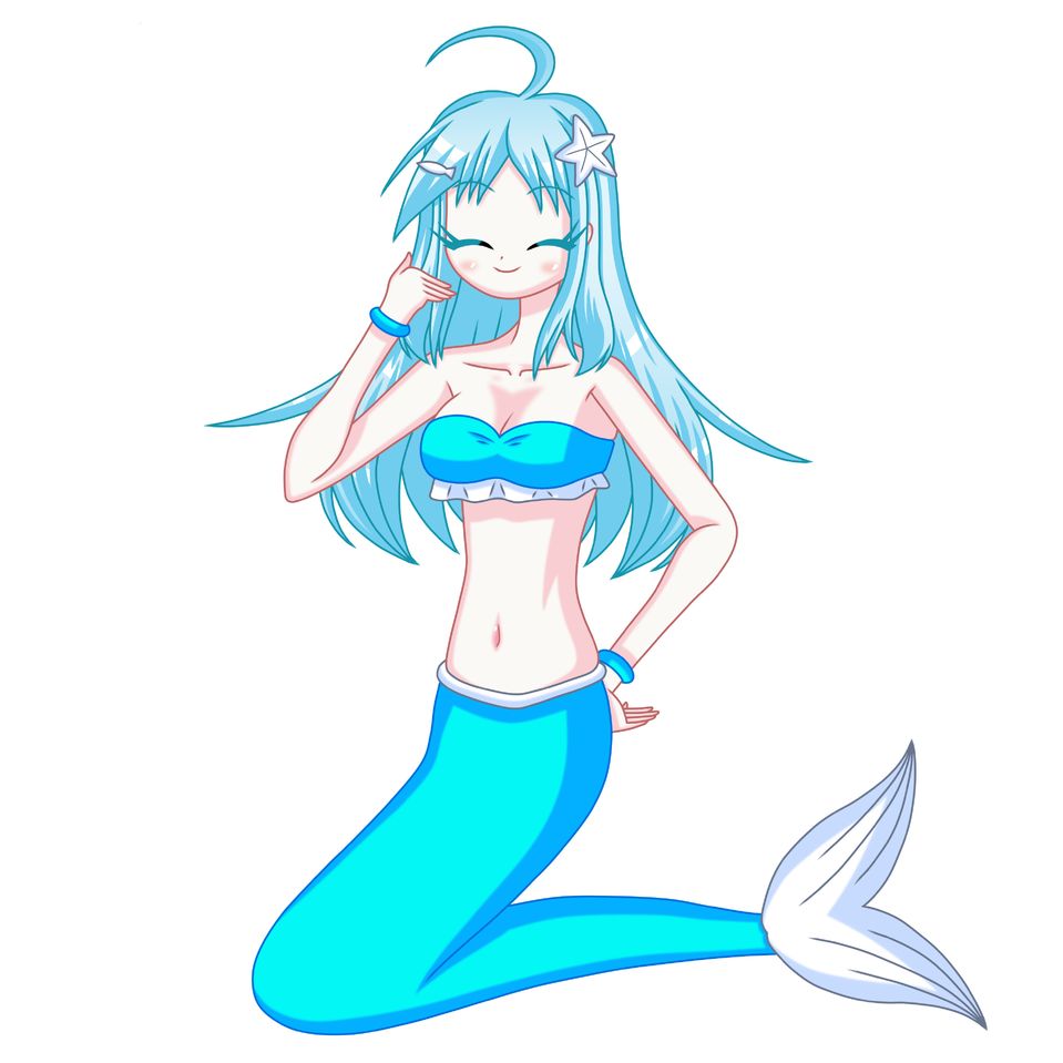 最高のマーメイド！(リメイク) Illust of ヒイラギの助 girl 水色 original medibangpaint smile mermaid swimsuit 美肌 魅惑 美しいウインク