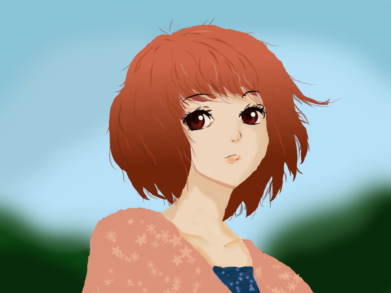 the girl with short brown girl Tin Zaw Illustrations ART street