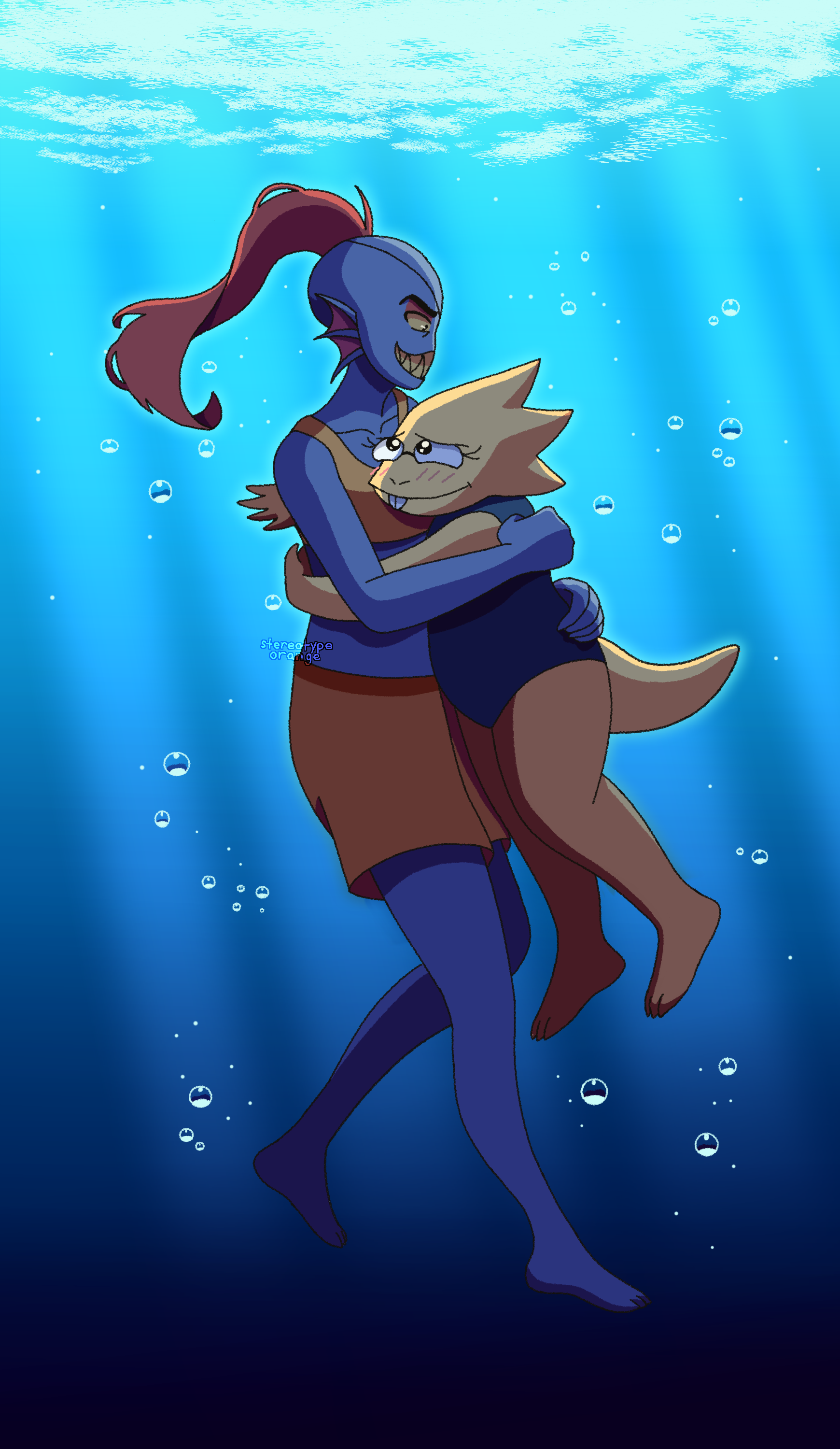alphys and undyne underwater Stereotype-Orange - Illustrations ART street
