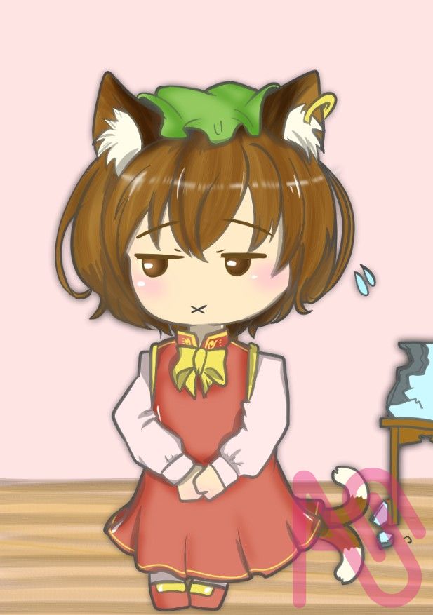 目をそらす橙　なんでかな(*^-^*) Illust of タロウぽん girl cat_ears 橙 Touhou_Project ちぇん