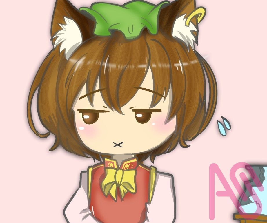 目をそらす橙　なんでかな(*^-^*) Illust of タロウぽん girl cat_ears 橙 Touhou_Project ちぇん