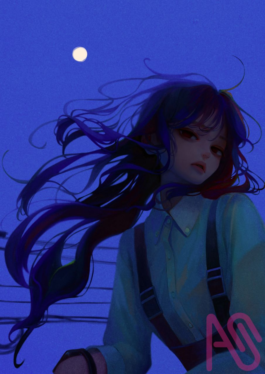 6 Illust of 画々市 girl blue illustration Ilustration hair