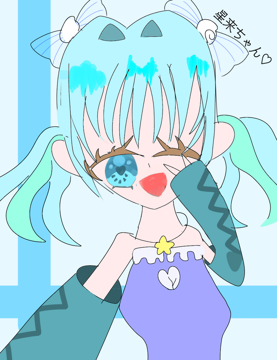 星来ちゃんの代選参加！ Illust of 白色しろくま　アイコン選手権開催中〜！ぜひ参加してね！！ medibangpaint 新衣装 新代理ちゃん 星来の代理選参加 星は綺麗！ かわちすぎる