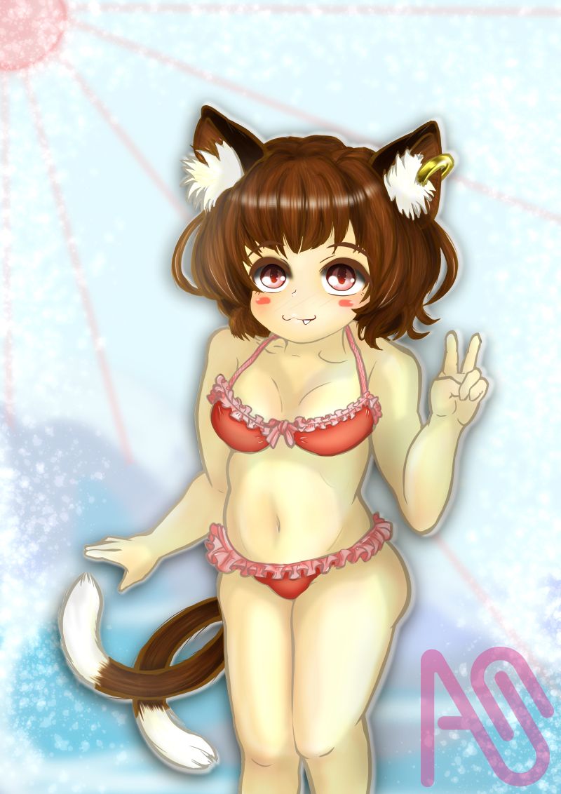 水着橙とたま藍様 Illust of タロウぽん girl cat_ears 八雲藍 橙 Touhou_Project ちぇん