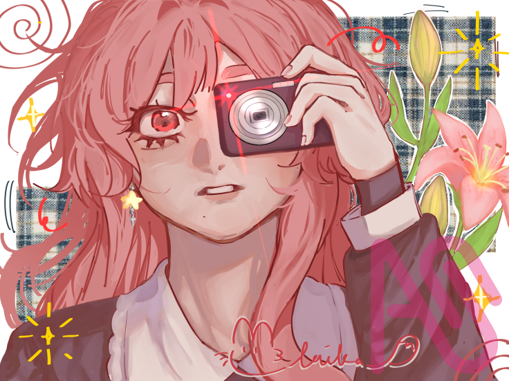 Say cheese! Illust of laikaayesh pink flower camera lily whimsy