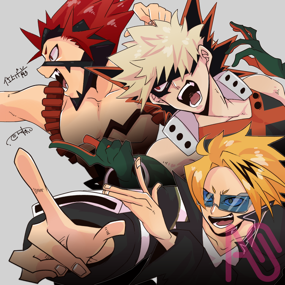 ヒロアカ-KBK Illust of makina. 男子高校生 MyHeroAcademia Katsuki_Bakugo 上鳴 切島 DKは最高 陽キャ助かる かみかみかみかみかみかみかみ ここに神降臨 結婚してください。神絵好きです👍️