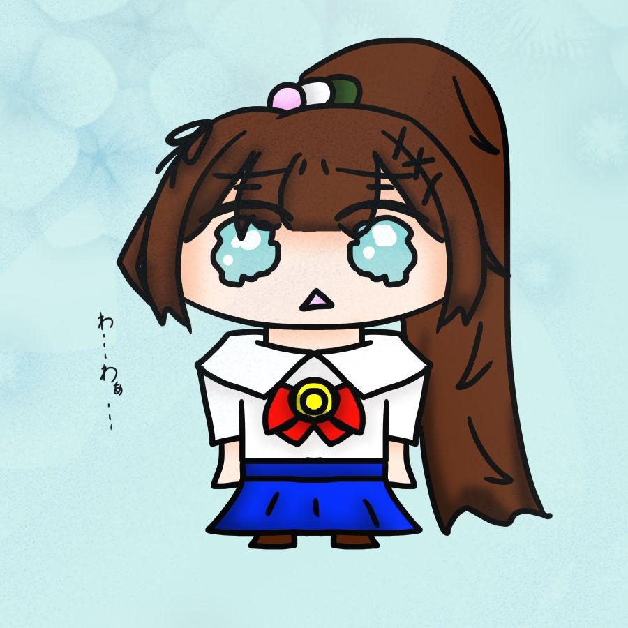 癒しを入れよう Illust of 三色団子(いつき) girl うちの子 doodle chibi cute 泣き顔 頑張った 代理 三色アート 100日チャレンジ🍡