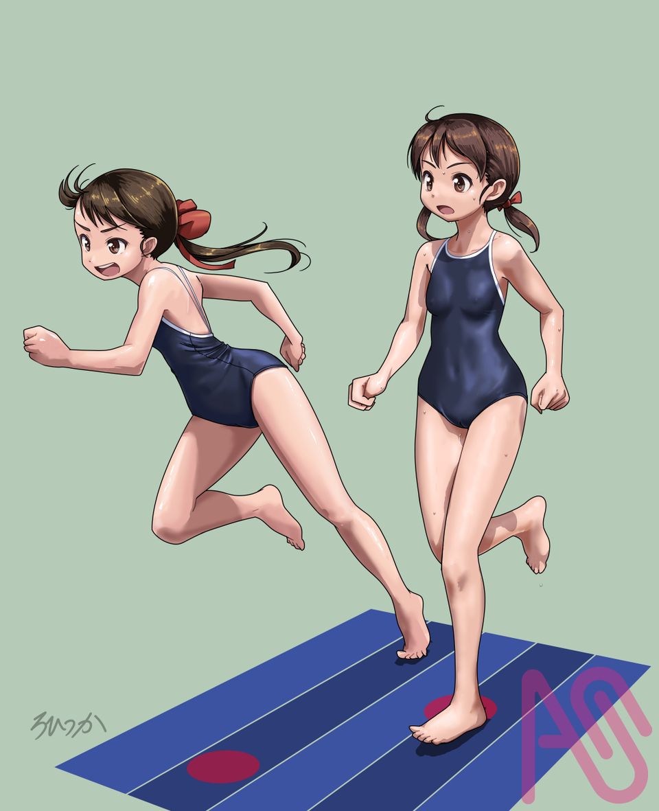 走ってる子を観察して Illust of ろひつか girl スク水 oc loli